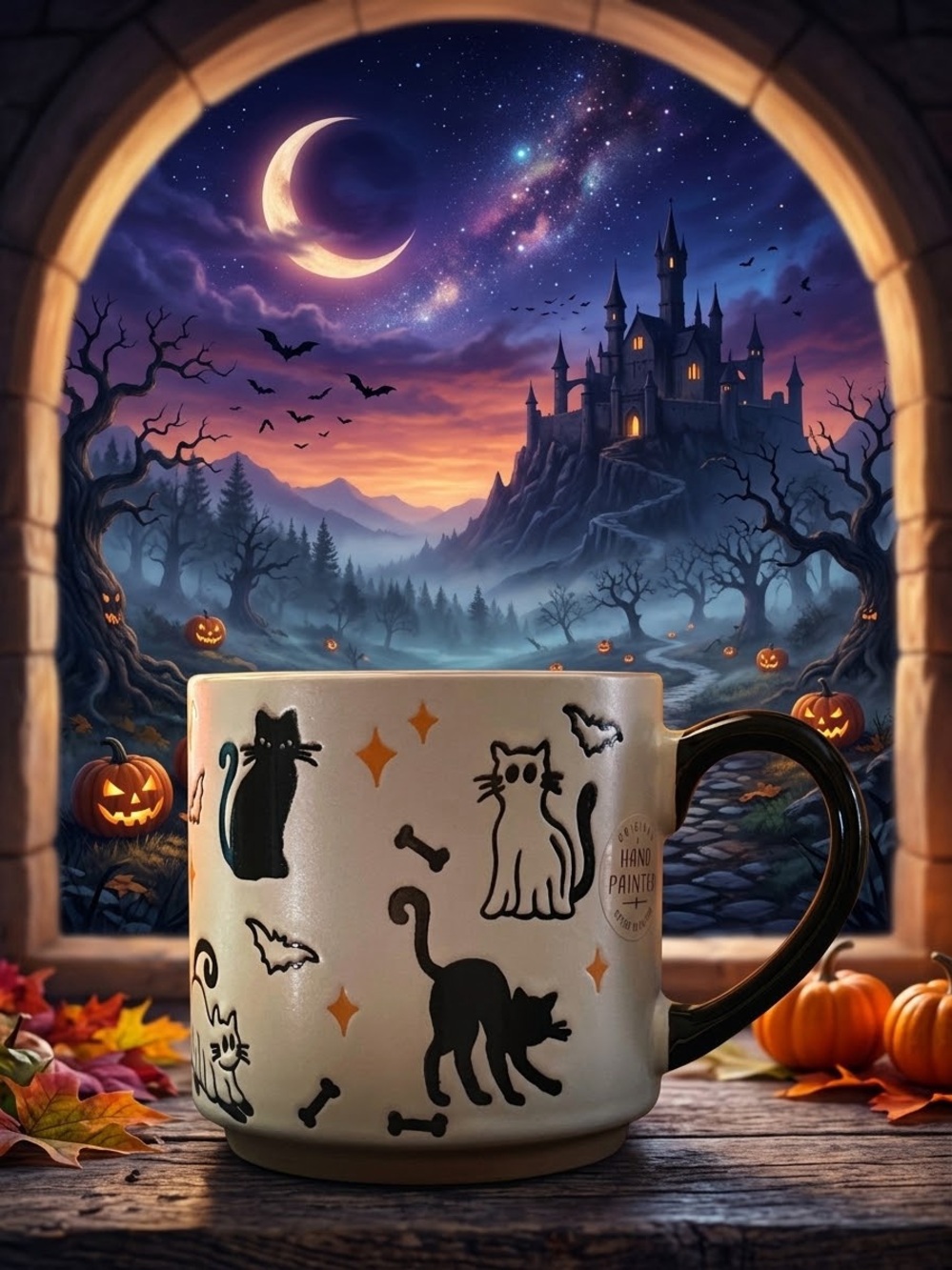 NWT Eli + Ana Halloween Cat Mug 18oz Large Stoneware Cursed Claws Spooky